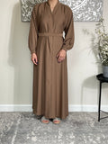 Premium Taupe Nida Open Abaya