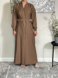 Premium Taupe Nida Open Abaya