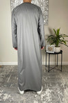 Premium Men’s Grey Embroidered Omani Thobe