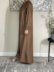 Premium Taupe Nida Open Abaya