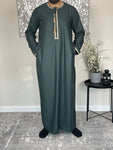 Premium Men’s Green Omani Embroidered Thobe