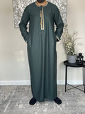 Premium Men’s Green Omani Embroidered Thobe