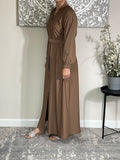 Premium Taupe Nida Open Abaya