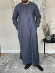 Men’s Steel Blue Omani Thobe Jubbah