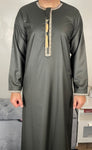 Premium Men’s Olive Green Embroidered Omani Thobe