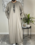 Premium Men’s beige Black Embroidered Omani Thobe