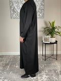 Premium Men’s Black Gold Embroidered Omani Thobe