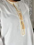 Premium Men’s Ivory White Omani Gold Embroidered Thobe