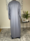 Steel Blue Premium Men’s Embroidered Omani Thobe