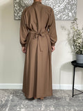 Premium Taupe Nida Open Abaya