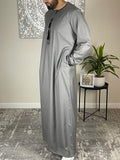 Premium Men’s Grey Embroidered Omani Thobe