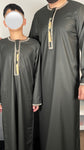 Premium Men’s Olive Green Embroidered Omani Thobe