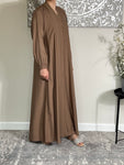 Premium Taupe Nida Open Abaya