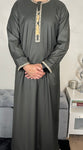 Premium Men’s Olive Green Embroidered Omani Thobe