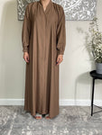 Premium Taupe Nida Open Abaya