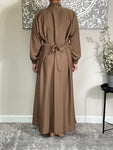 Premium Taupe Nida Open Abaya