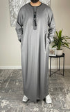 Premium Men’s Grey Embroidered Omani Thobe