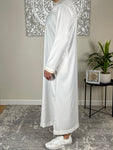 Premium Men’s Ivory White Omani Gold Embroidered Thobe