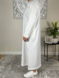 Premium Men’s Ivory White Omani Gold Embroidered Thobe