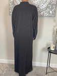 Black Brushed Satin Wide Sleeve Open Abaya
