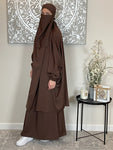 One Size 3 Piece Chocolate Brown Jilbab