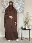 One Size 3 Piece Chocolate Brown Jilbab