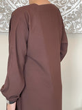 Chocolate Brown Ribbed Closed Abaya