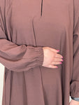 Chocolate Brown Ribbed Closed Abaya