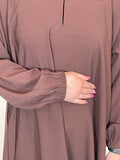 Chocolate Brown Ribbed Closed Abaya