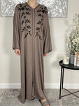 Premium Hand Embellished Coffee Open Abaya