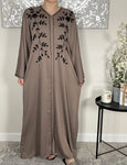 Premium Hand Embellished Coffee Open Abaya