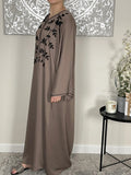 Premium Hand Embellished Coffee Open Abaya