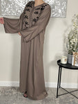 Premium Hand Embellished Coffee Open Abaya