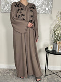 Premium Hand Embellished Coffee Open Abaya