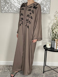 Premium Hand Embellished Coffee Open Abaya