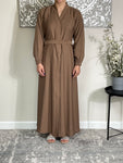 Premium Taupe Nida Open Abaya