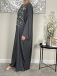 Premium Hand Embellished Dolphin Grey Open Abaya