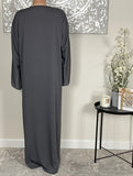 Premium Hand Embellished Dolphin Grey Open Abaya