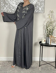 Premium Hand Embellished Dolphin Grey Open Abaya