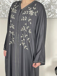 Premium Hand Embellished Dolphin Grey Open Abaya