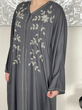 Premium Hand Embellished Dolphin Grey Open Abaya