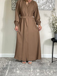 Premium Taupe Nida Open Abaya