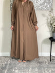 Premium Taupe Nida Open Abaya