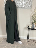 Forest Green Ribbed Abaya Coat
