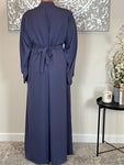 Denim Blue Wide Sleeve Nida Open Abaya