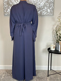 Denim Blue Wide Sleeve Nida Open Abaya