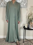 Sage Wide Sleeve Nida Open Abaya