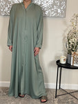 Sage Wide Sleeve Nida Open Abaya