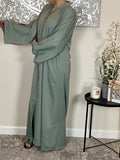 Sage Wide Sleeve Nida Open Abaya