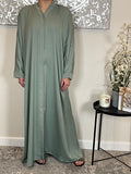 Sage Wide Sleeve Nida Open Abaya